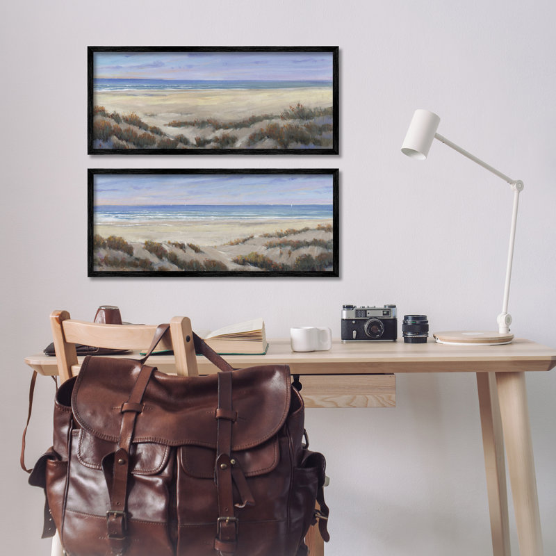  "Coastal Beach Terrain", ensemble de 2 estampes numériques par Tim Ottoole, H 10 po x l 24 po, Giclée encadrée noir minuit