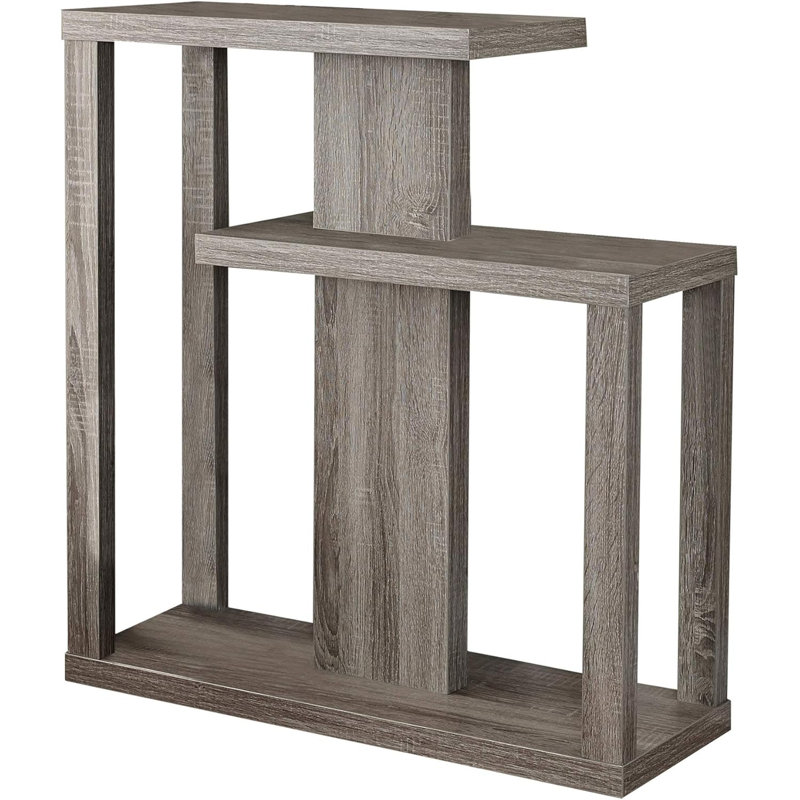 32" Taupe Free Form Floor Shelf Console Table With Storage