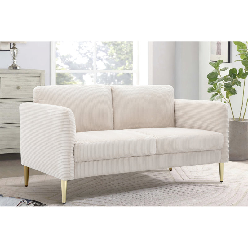 60.63 Inch Wide Modern Corduroy Loveseat With Plush Upholstered Cushions And Solid Wood Frame, Perfect For Compact Living Rooms And Apartments