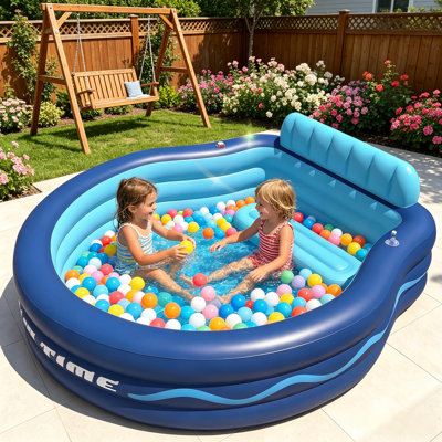 Piscine gonflable surdimensionnée et épaisse avec sièges et appui-tête, piscine de détente gonflable stable, piscine de jeu extérieure pour adultes, taille 90 x 90 x 20 pouces