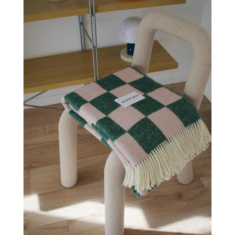 Throw Blanket, Green/Pink