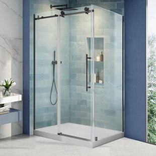 Enceinte de porte de douche coulissante sans cadre en verre transparent