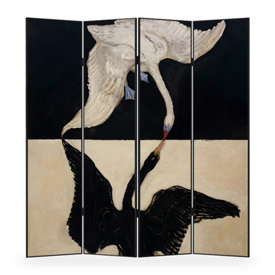 French Antique Black Swan Aluminum Frame Screen