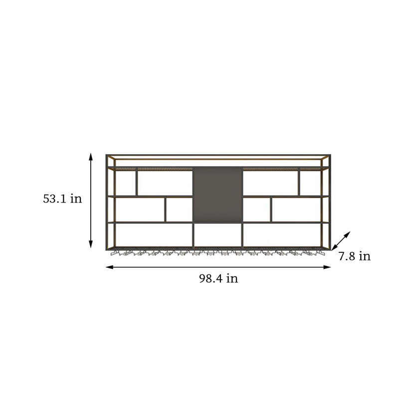 4 Tier Wall Mounted Wine Rack, 53.1" H x 98.4" W x 7.8" D