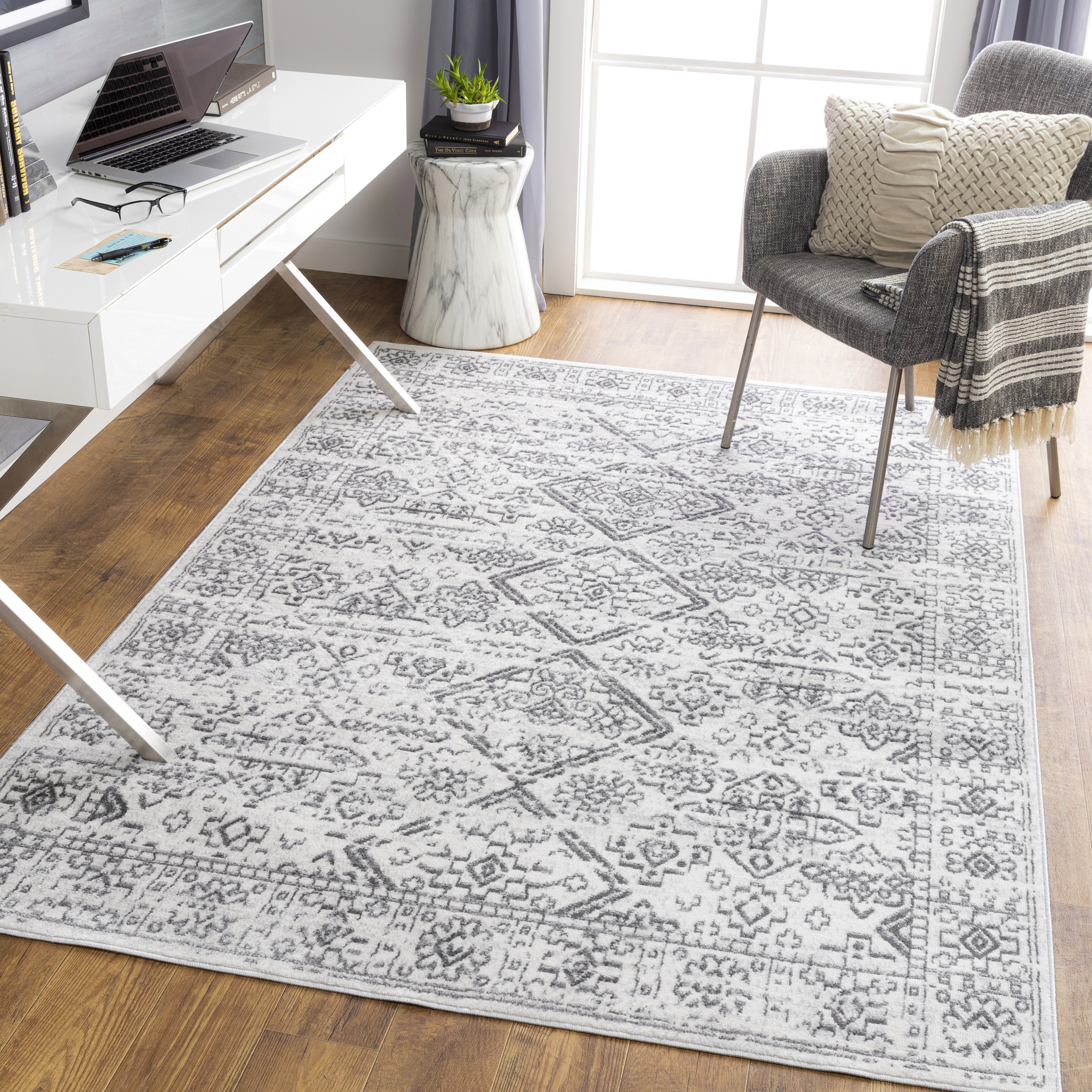 Edwa Oriental Light Gray Area Rug Alcott Hill Rug Size: Rectangle 9' x 12