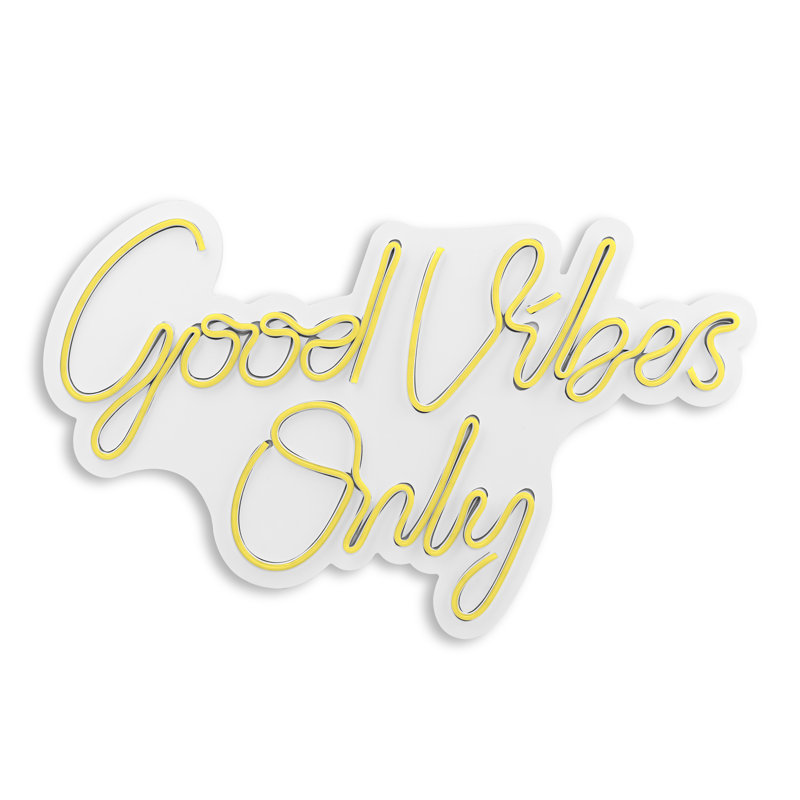 Enseigne lumineuse à DEL 20 po Good Vibes Only Jaquari, Jaune