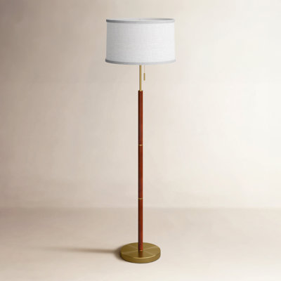 Adaire 58'' Brass an Walnut Traditional Floor Lamp