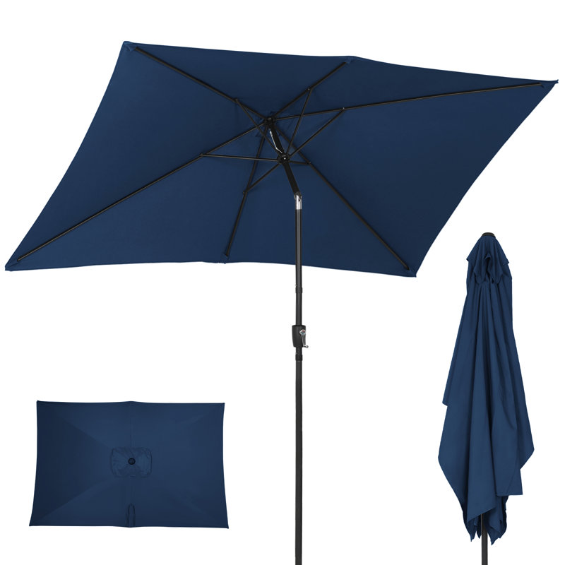 3M Large Square Paraso with UV, Garden Sun Shade Canopy Patio Outdoor Umbrella, Blue