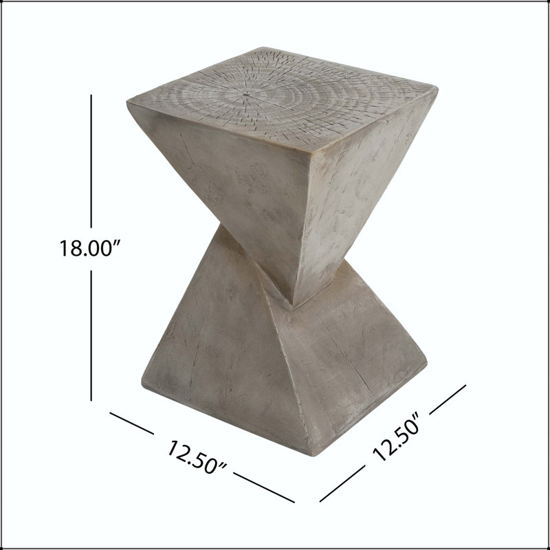 Table d'appoint TESS Modern - forme de sablier torsadé, gris clair, sans assemblage, Light Gray
