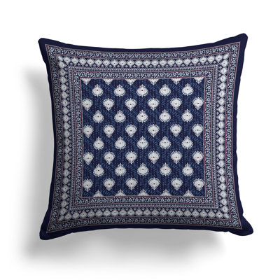 Kashmiri Blossom Block  Square Throw Pillow