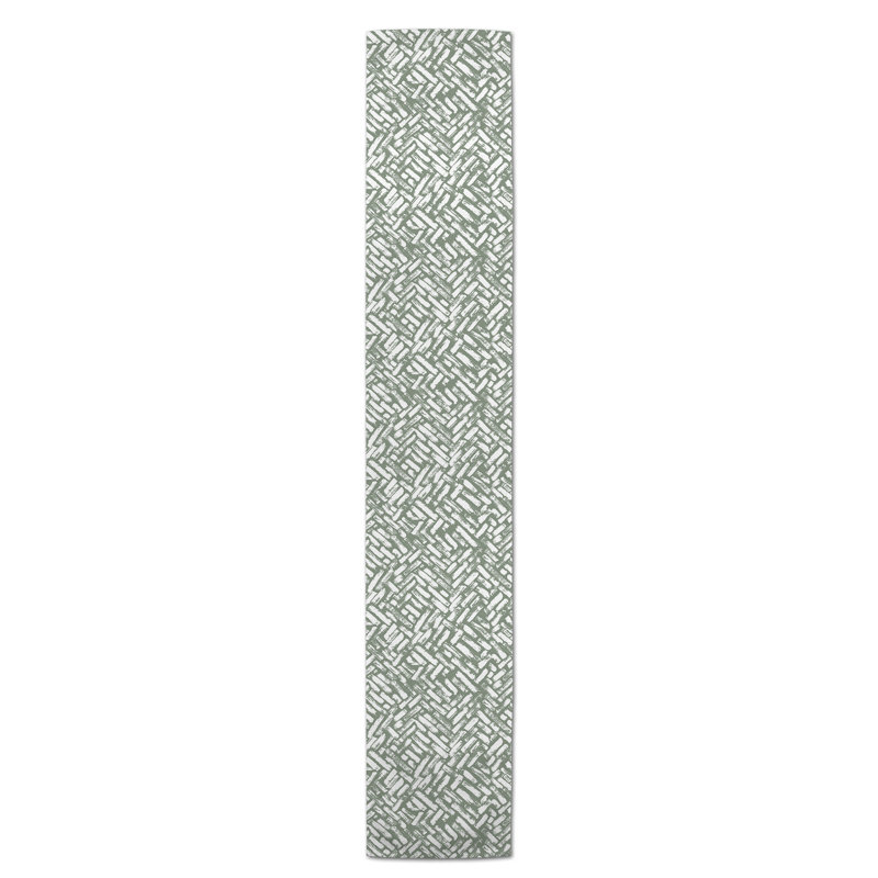 Chemin de table roughhexagon Askerby, 90 po x 16 po, Sauge vert, Whipton Strokes 