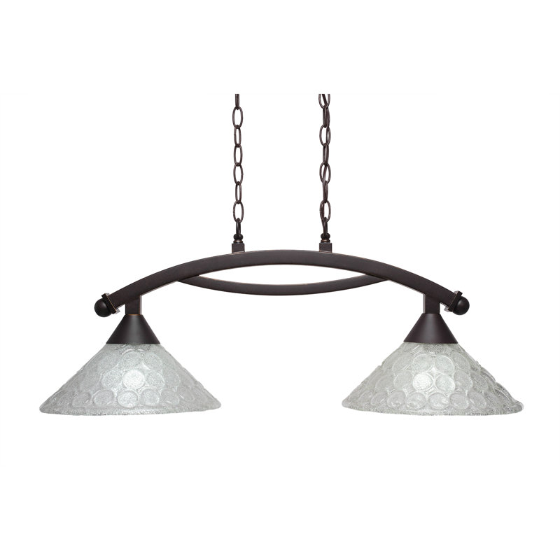 Eisenhauer 2-Light Kitchen Island Linear Pendant, Dark Granite, Frosted