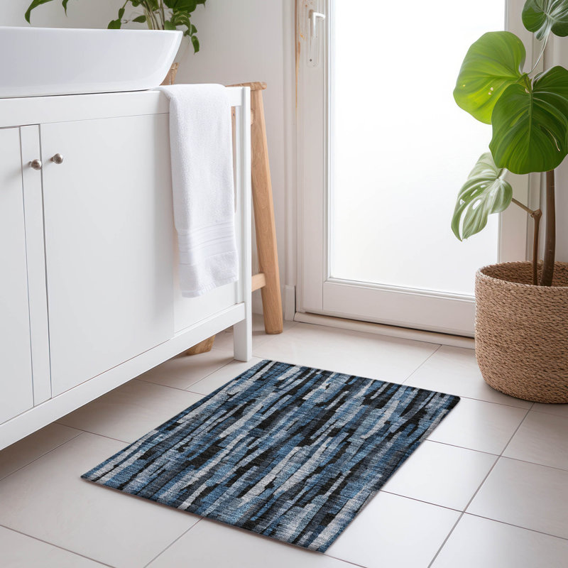 Machine Washable Indoor/Outdoor Chayil ACN1079 Blue Rug, Rectangle 1'8" x 2'6"