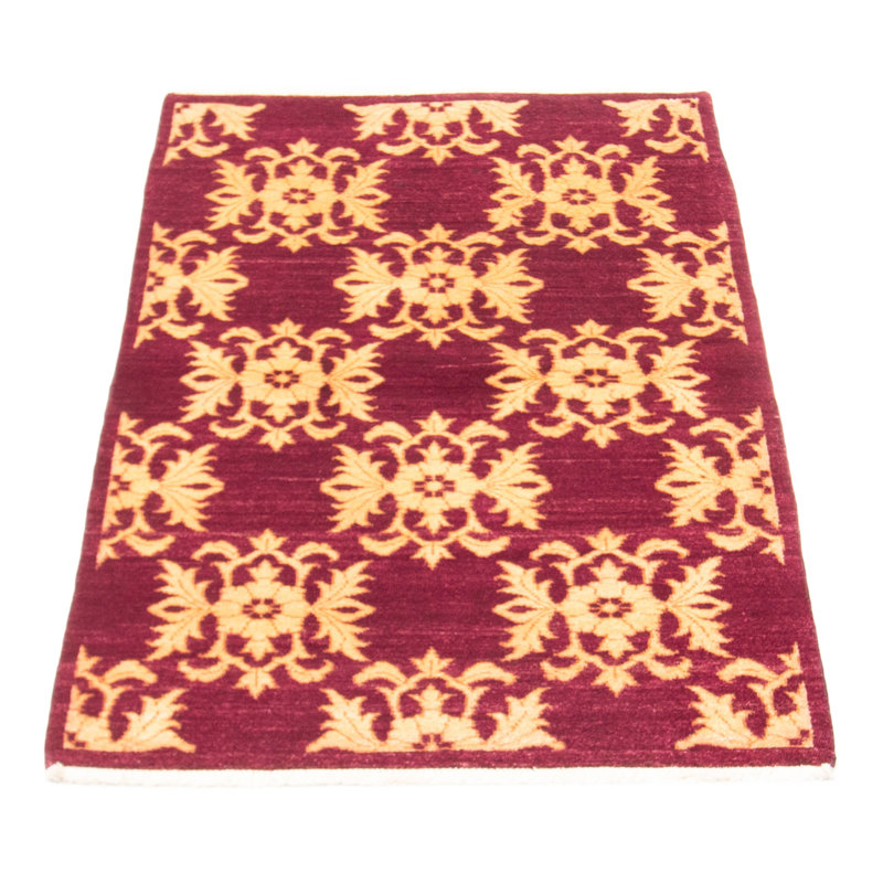 Tapis unique en laine noué à la main nouvel âge 3 pi 1 po x 5 pi 2 po Leriah - mauve / crème / jaune