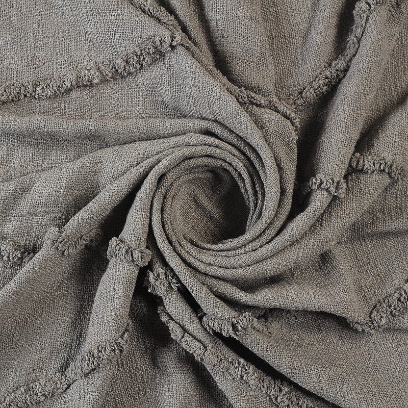 Jeté 100% coton tissé à la main de couleur unie Sierra, Gris clair