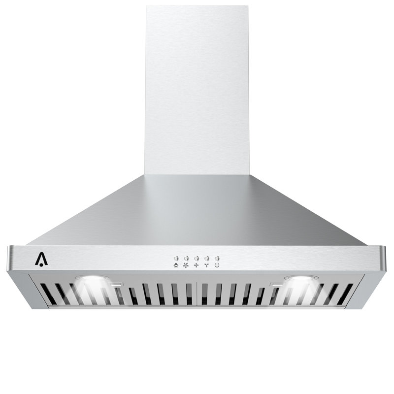 Hotte murale de 30 pouces, acier inoxydable 400 CFM, commande tactile, ventilateur d'extraction à 3 vitesses, conduit / sans conduit, cheminée réglable et éclairage DEL