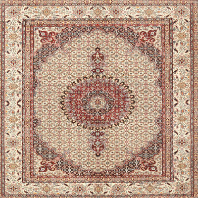 Tapis en laine beige / rouge