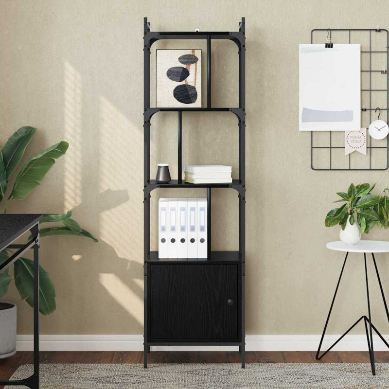 154.5cm H x 44.5cm W Metal Bookcase, Black Oak