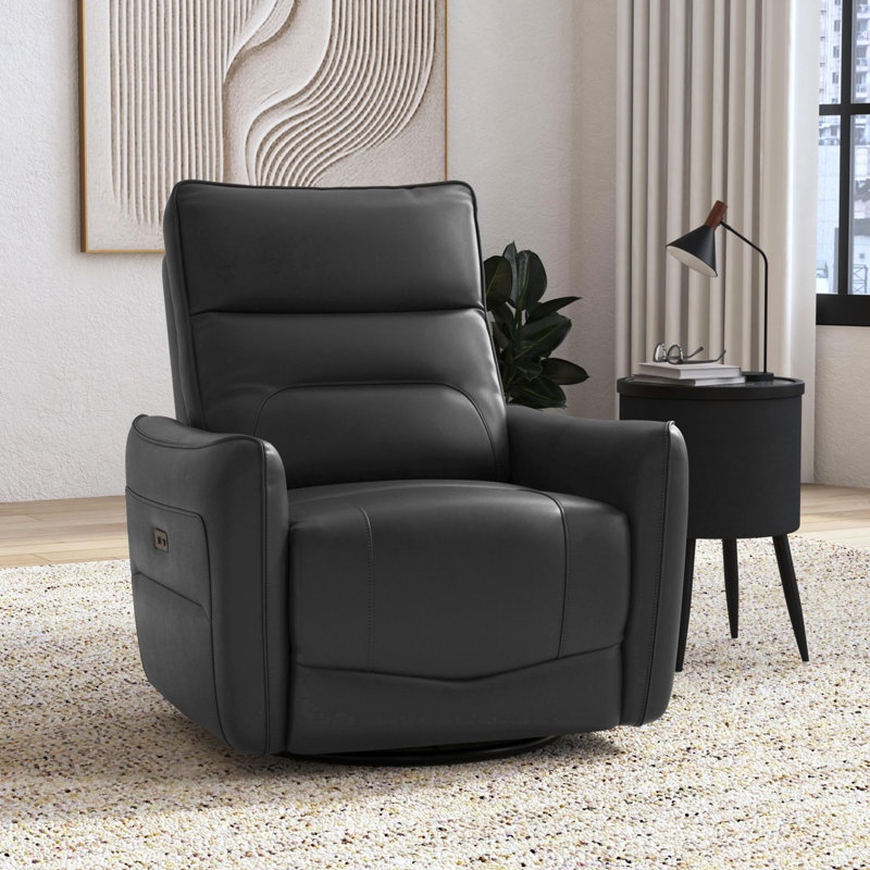  Fauteuil inclinable Rodger P1 avec fauteuil oscillant et pivotant en gris Del Mar, Cuir gris