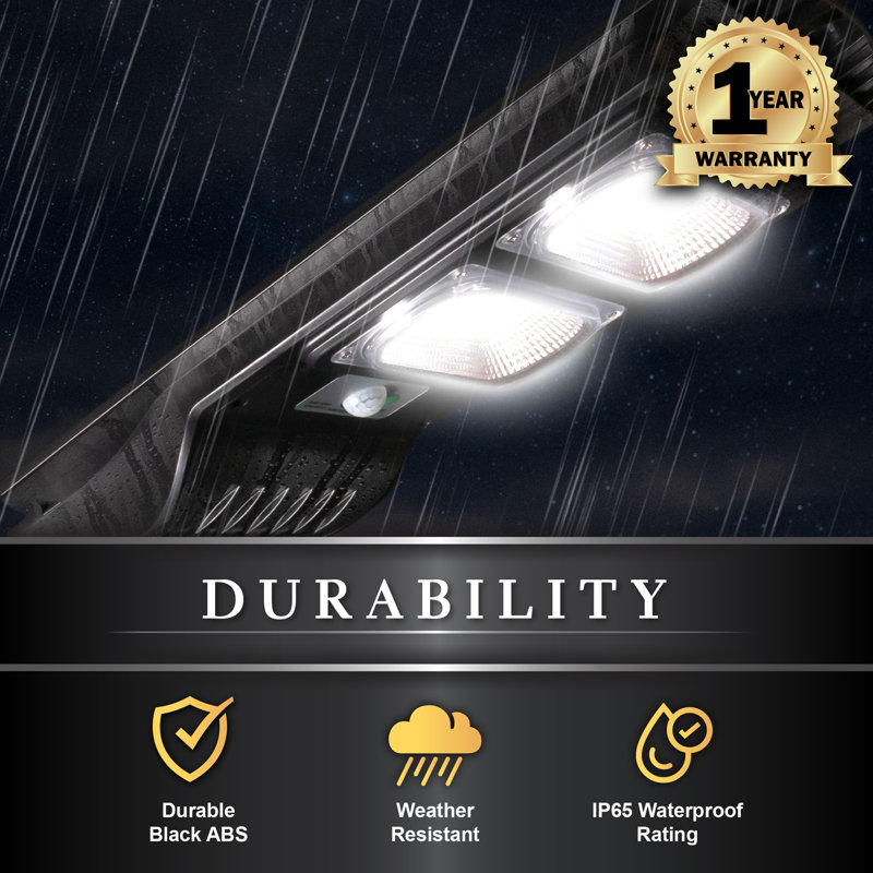 Black Metal Solar Powered LED Lamp Post with Motion Sensor