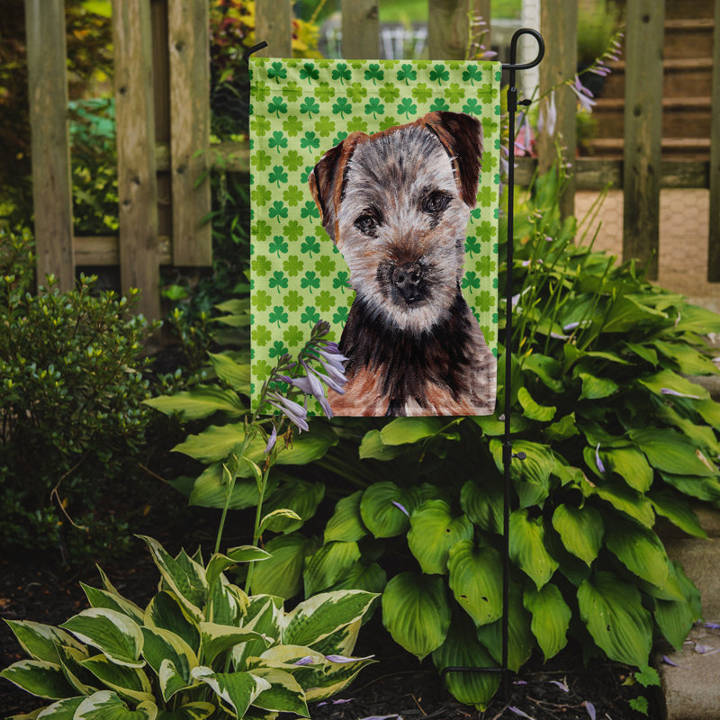 Drapeau de jardin à 2 côtés st. patrick day trèfle, Norfolk Terrier (brun et noir)