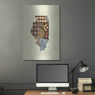 Luxe Metal Art 'Illinois State Map' by Lanre Adefioye, Metal Wall