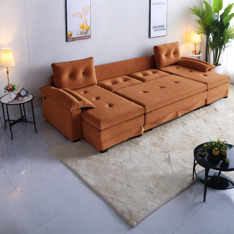 Canapés-lits modulaires multifonctionnels, forme de U en chenille moderne pour la maison