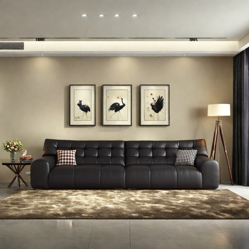 Minimalist Italian  Sofa, 35.43" H x 102.36" W x 39.37" D, 3