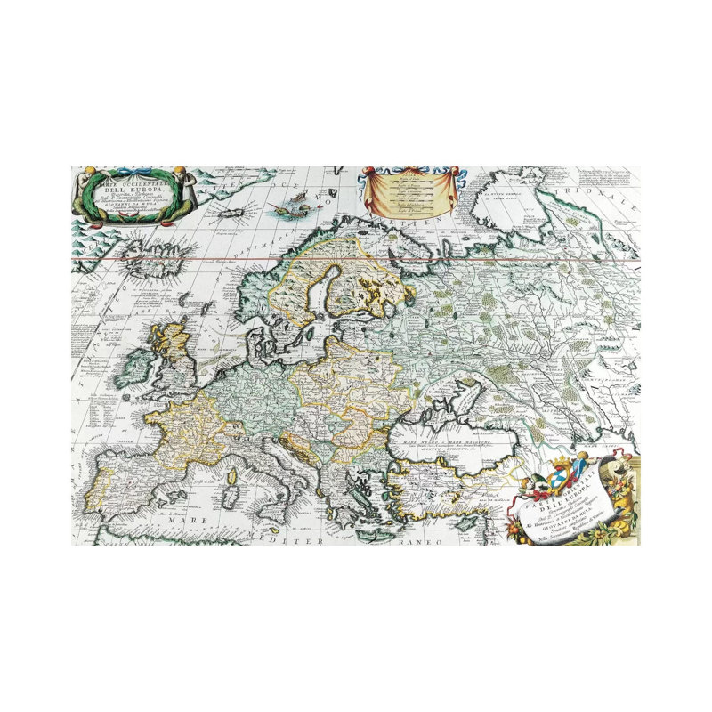 Antique Map of Europe 1 Piece Wrapped Canvas Painting, 20.32 cm H x 30.48 cm W