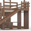 Lit superposé en bois de style maison avec glissade, tablettes de rangement et garde-robe-125006245