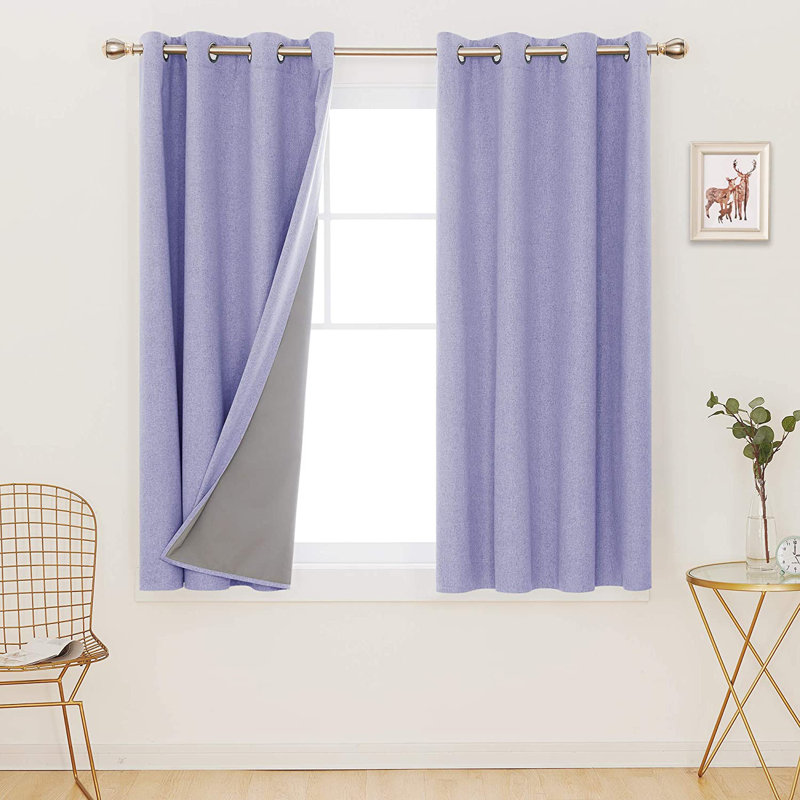 Ipswich Blackout Thermal Grommet Curtain Panels, 52" W x 45" L, Light Purple