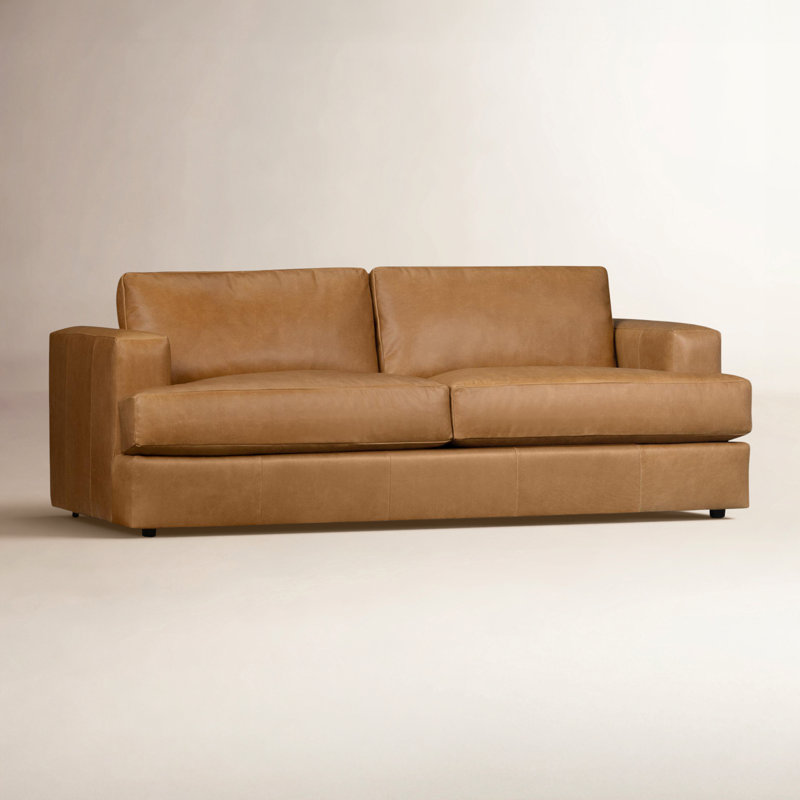 Cayden 96" Genuine Leather Sofa, 34" H x 84" W x 41" D, Bistro Saddle Genuine Leather