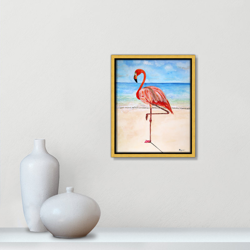 Imprimé Rashebia Flamingo par Mike Ragan pour, H 11,5 po x l 9,5 po, Doré