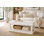 Table basse en bois de récupération massif moderne 40 po avec tablette à lattes (blanc)