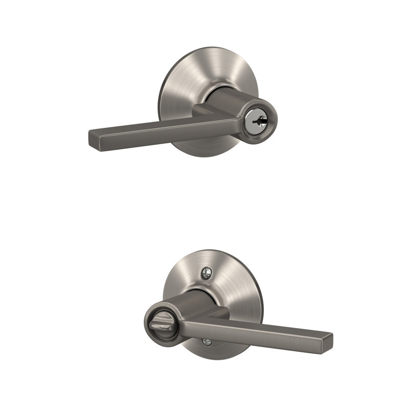 Levier de porte à clé Latitude avec rosette ronde Latitude, Nickel satiné