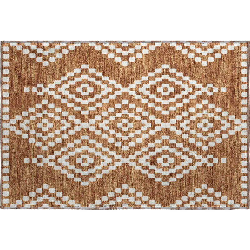 Tapis terre cuite lavable à la machine Premium Prisco, Rectangle 1 pi 8 po x 2 pi 6 po