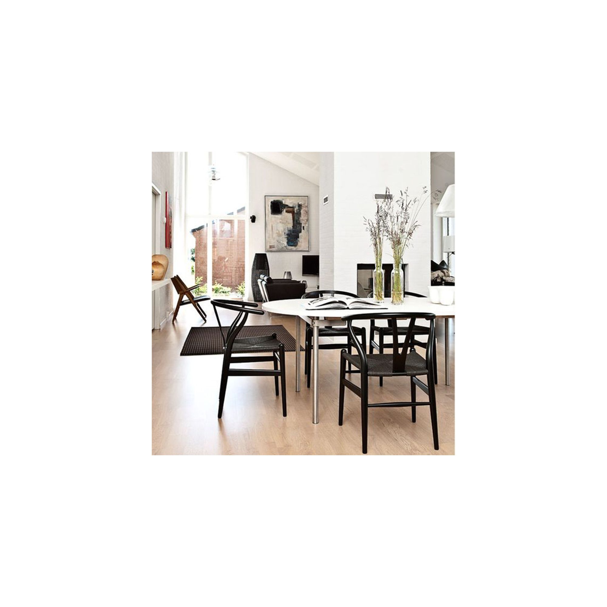 Baruti Wooden Wicker Dining Chair, Black/Black