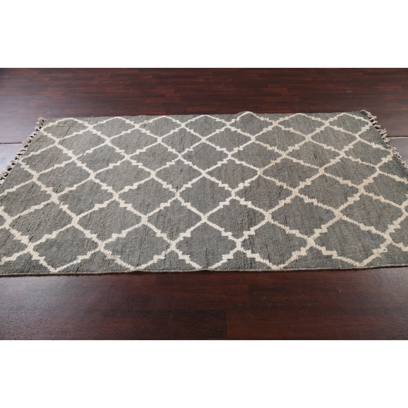 Tapis marocain en laine Trellis noué à la main 5 x 8