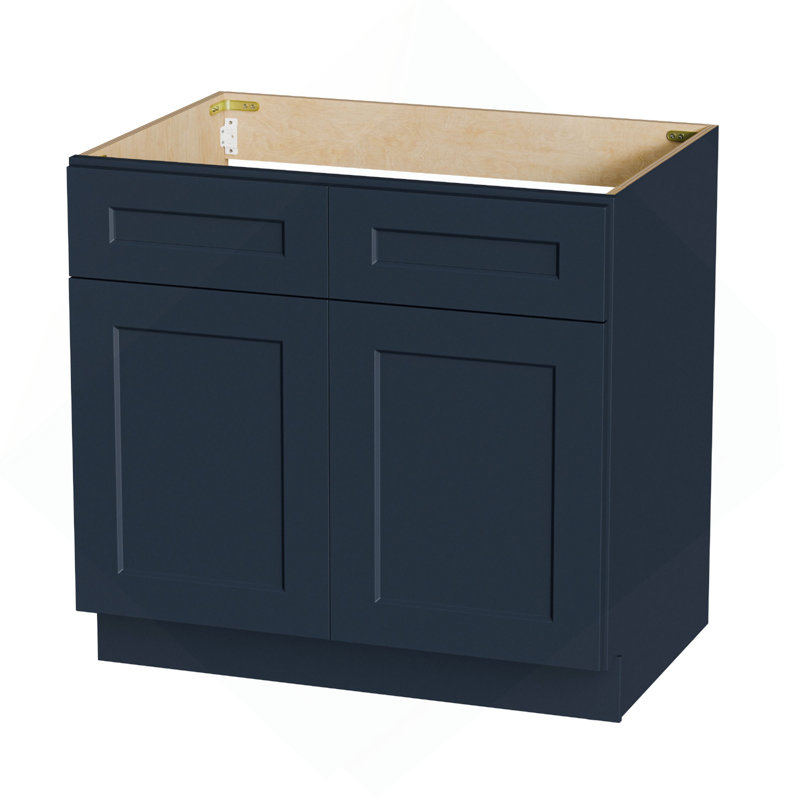 Armoire de cuisine, bleu marine, bois massif