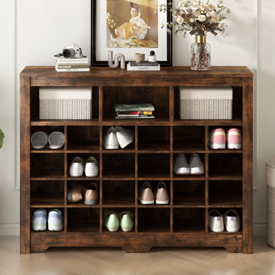 Modern 24 Shoe Cabinet, Rustic Brown For Living Area, Sideboard, Hallway Sleek Cabinet With , Color Bedroom, Room,