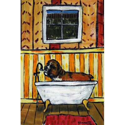 Boxer Bath 1 Piece Wrapped Canvas Painting