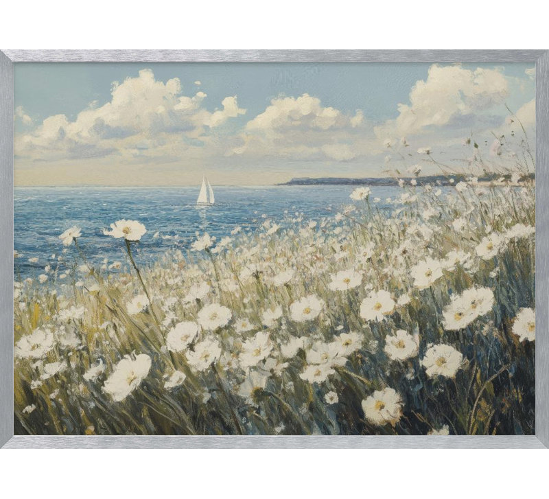 «Wild Flowers Field», art mural texturé encadré, H 10 po x l 14 po, Cadre argenté