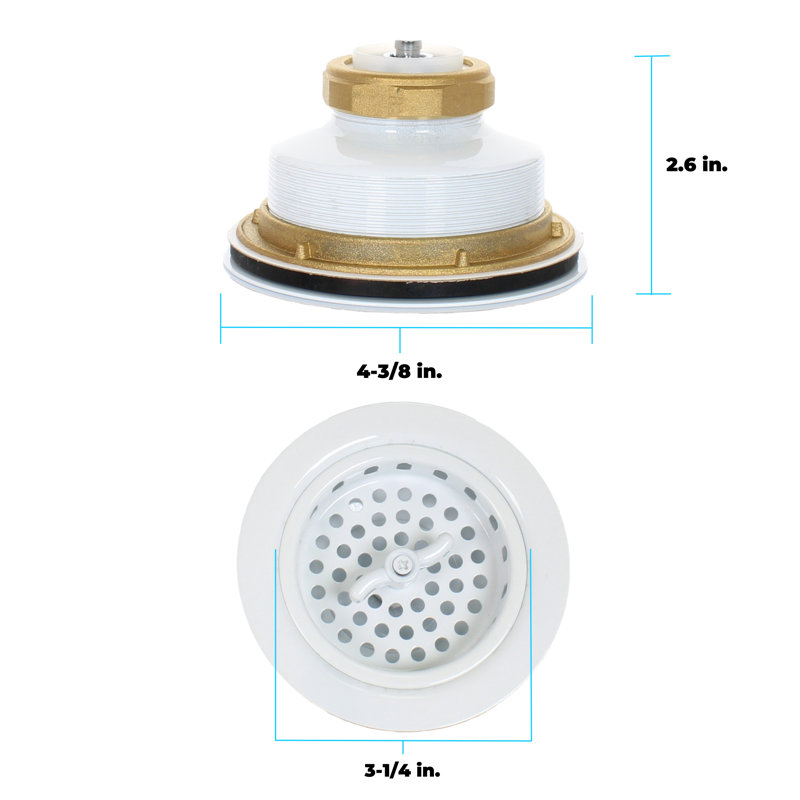 Kitchen Sink Drain Assembly with Twist Lock Basket Strainer, White
