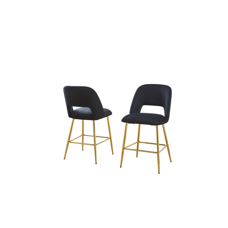 Braebury Upholstered Counter Stool with Metal Frame, Black, Counter Stool (24” Seat Height)