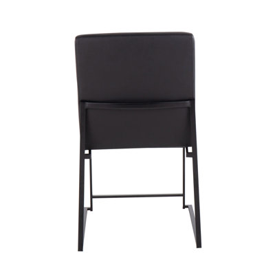 Contemporary Dining Chair In Black Steel And Black Faux Leather  - Set Of 2