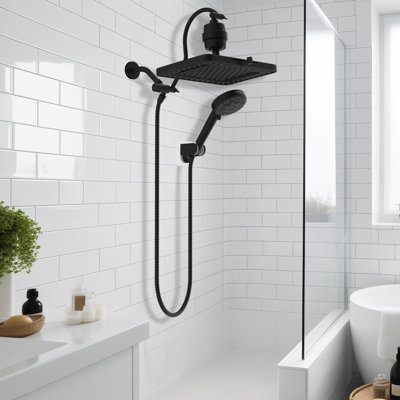 Pomme de douche à 5 jets à double jet filtré à 5 jets, bras d'extension réglable de 12 po, filtre de douche à 20 étages, boyau de 71 po