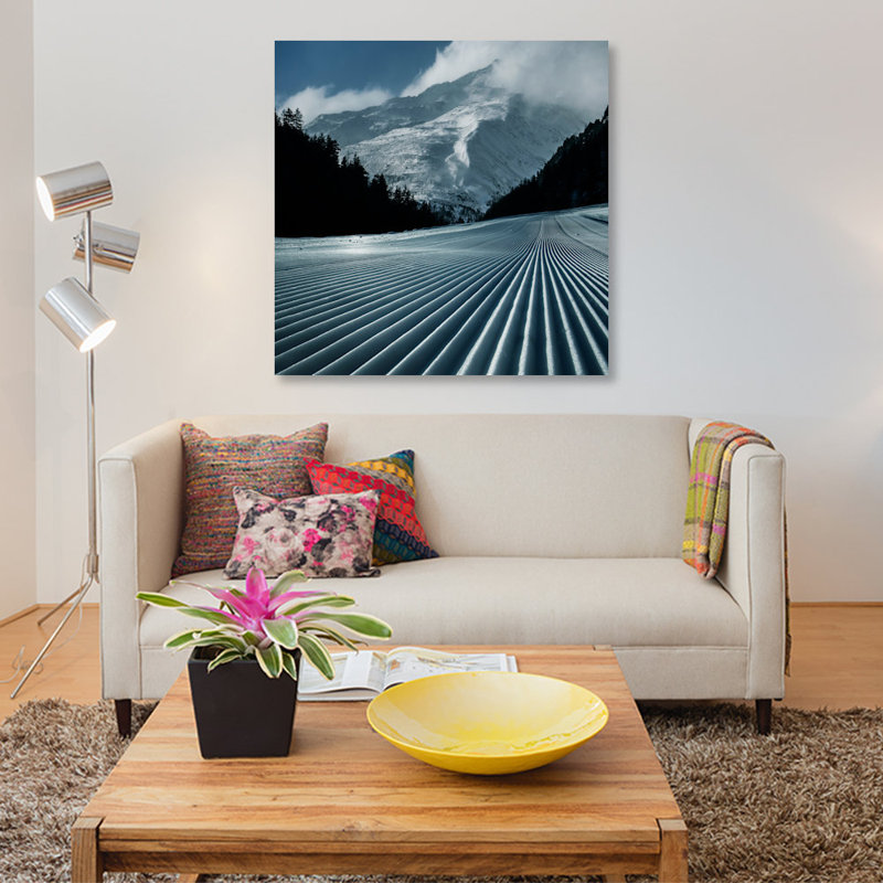 «Ski Tracks», impression sur toile, H 18 po x l 18 po x P 1,5 po, Toile tendue