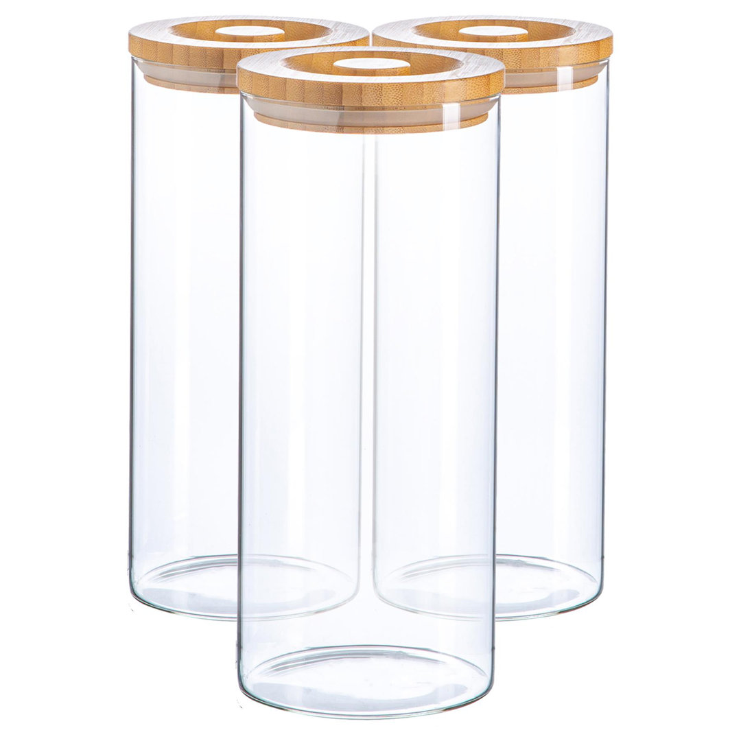 Argon Tableware - Glass Storage Jars with Wooden Lids - 1.5 Litre