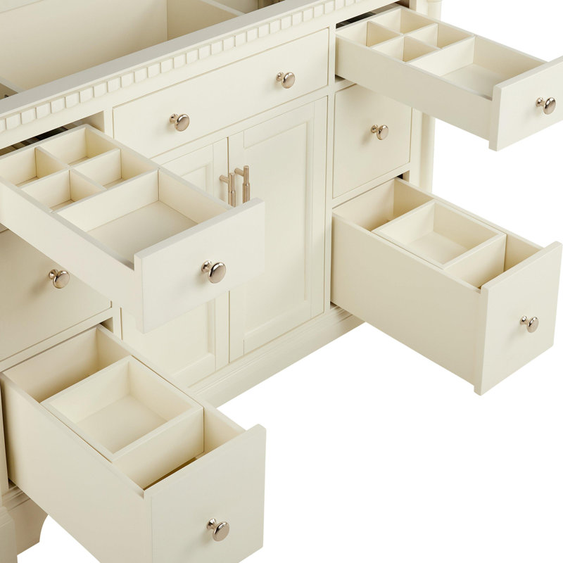 Claudia 48" Mahogany Single Basin Vanity Set with Cabinet, Vanity Top, Feathered White Quartz, White, 8" Widespread