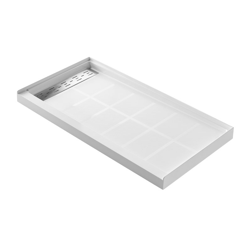 Base de douche 60 po x 30 po à seuil simple SMC, antidérapante, Gauche 